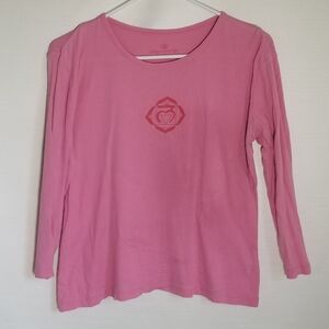 Appareltherapy Yoga Hippie Boho Mandala Y2K 3/4 Length Pink Long Sleeve Shirt